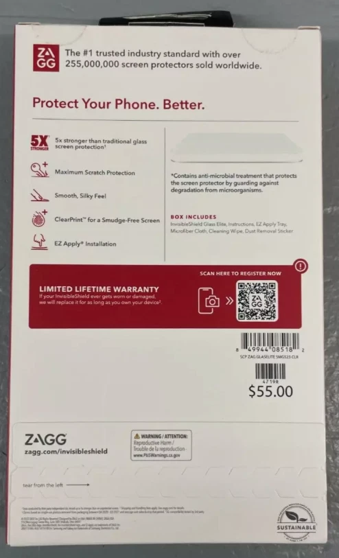 Protector de Pantalla Zagg Glass Elite para Samsung Galaxy S23 5G, Protector Invisible Foto 2 de 2