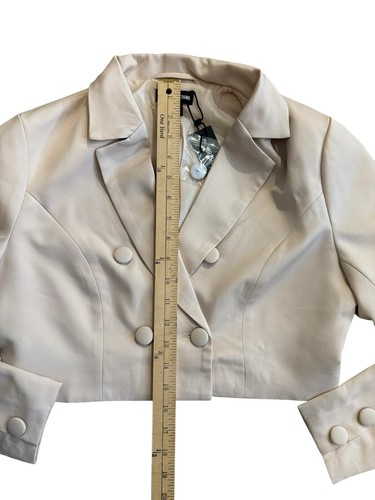 Pretty Little Thing Cropped Double Button Blazer Women's Size 4 US Stone Lined - Picture 9 of 13