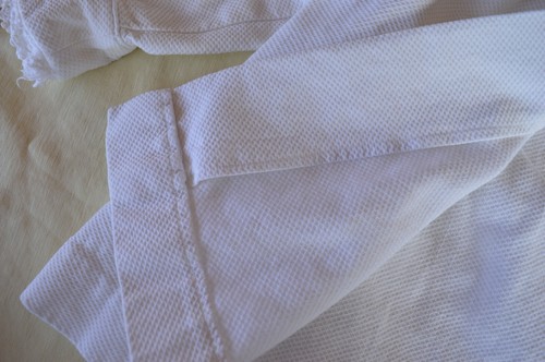 VTG Handmade White Coat Child or Doll Lace Trim 2 MOP Buttons 14.5" across chest - Picture 6 of 13