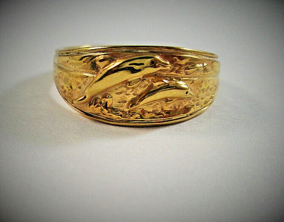 ルンルン！　18Kイエローゴールド JUMPING DOLPHIN RING IN SOLID14 KT YELLOW GOLD SIZE 5 | eBay