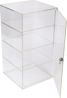 3 Removable Shelf Clear Acrylic Display Case Retail Jewelry Merchandise Lock Key