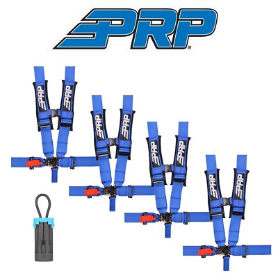 PRP (4) Blue 5-Point 3'' Harness/Seat Belt Bypass Connector For 15+ Polaris RZR