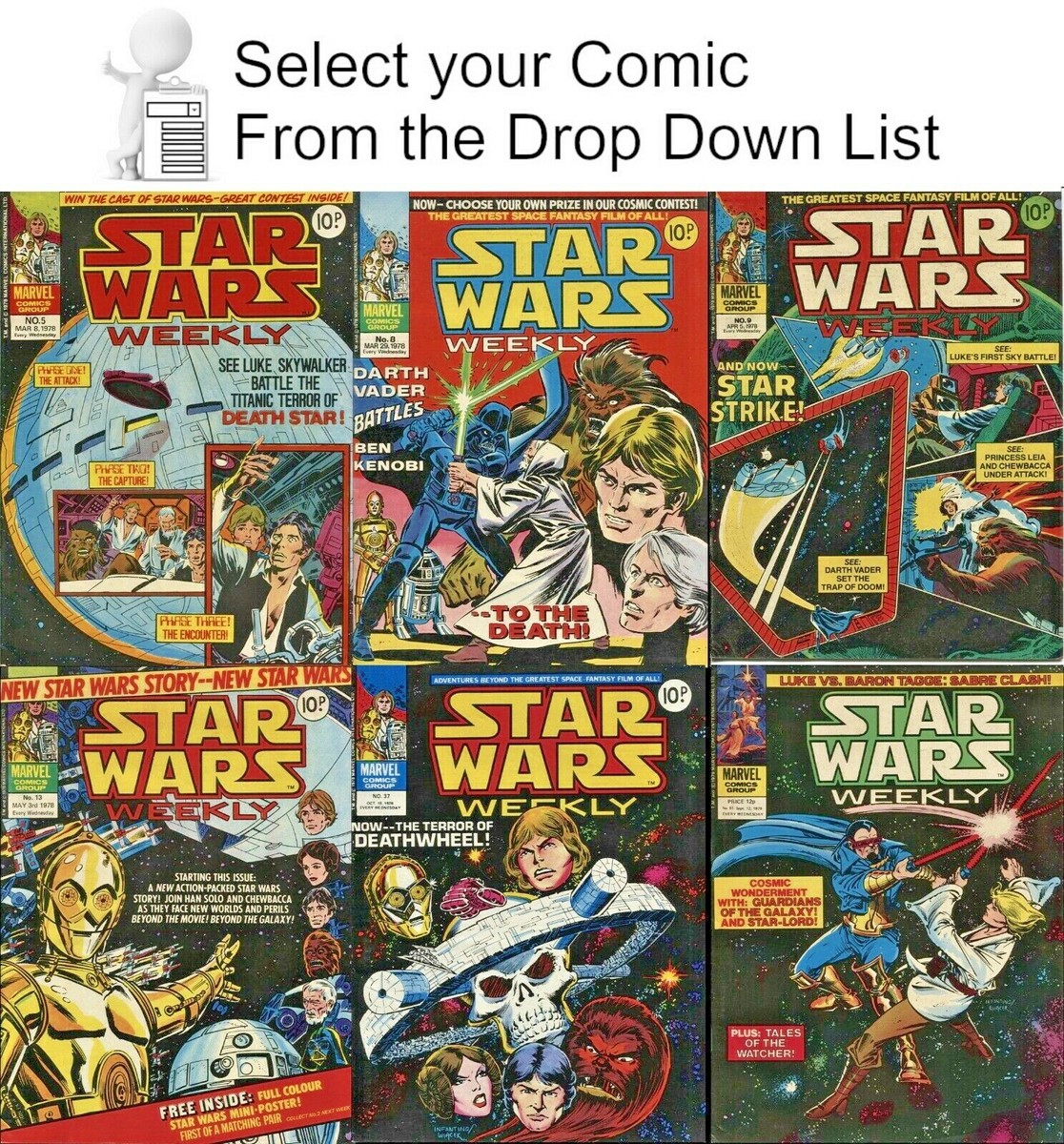 Original 1970s Star Wars Weekly UK Comic Book Collection- Your