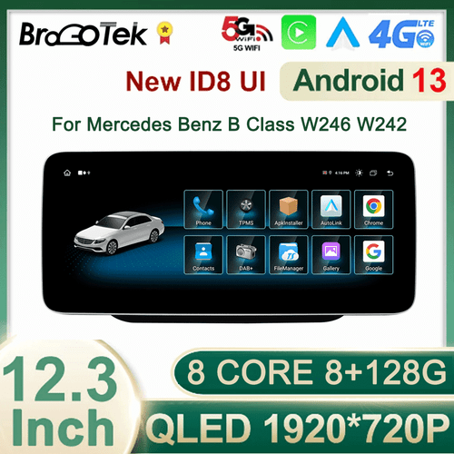 Pantalla estéreo para automóvil Apple Carplay de 12,3"" 8+128 GB navegación GPS para Benz clase B W246