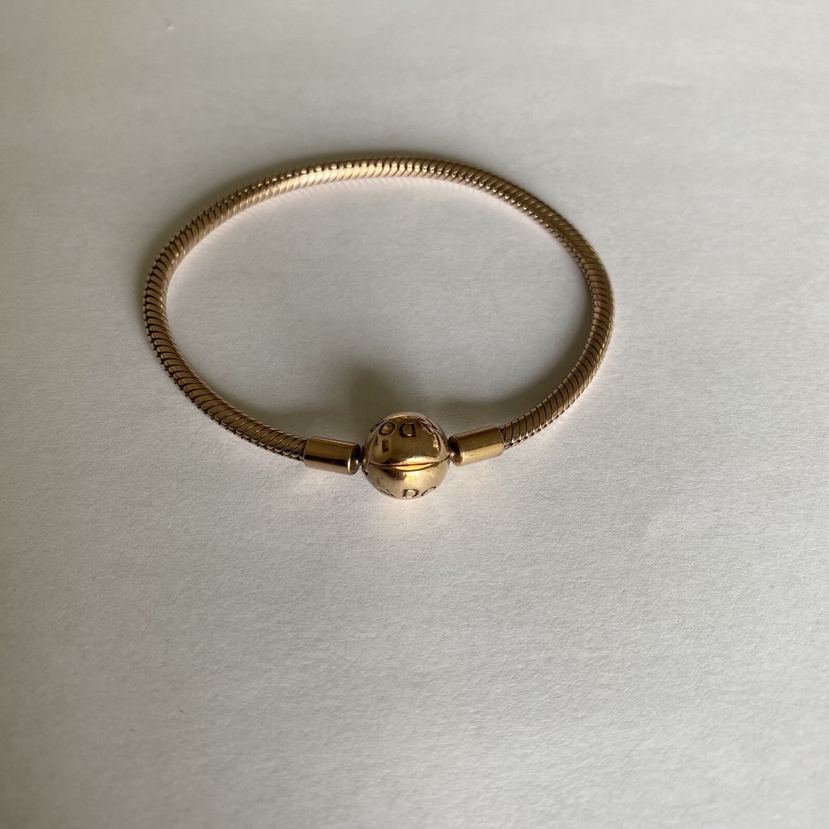 Authentic Pandora Bracelet Pink Gold Pleated Sterling Silver