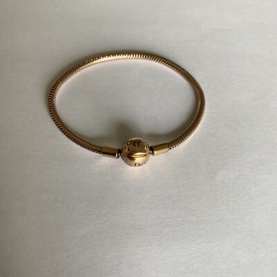 Authentic Pandora Bracelet Pink Gold Pleated Sterling Silver