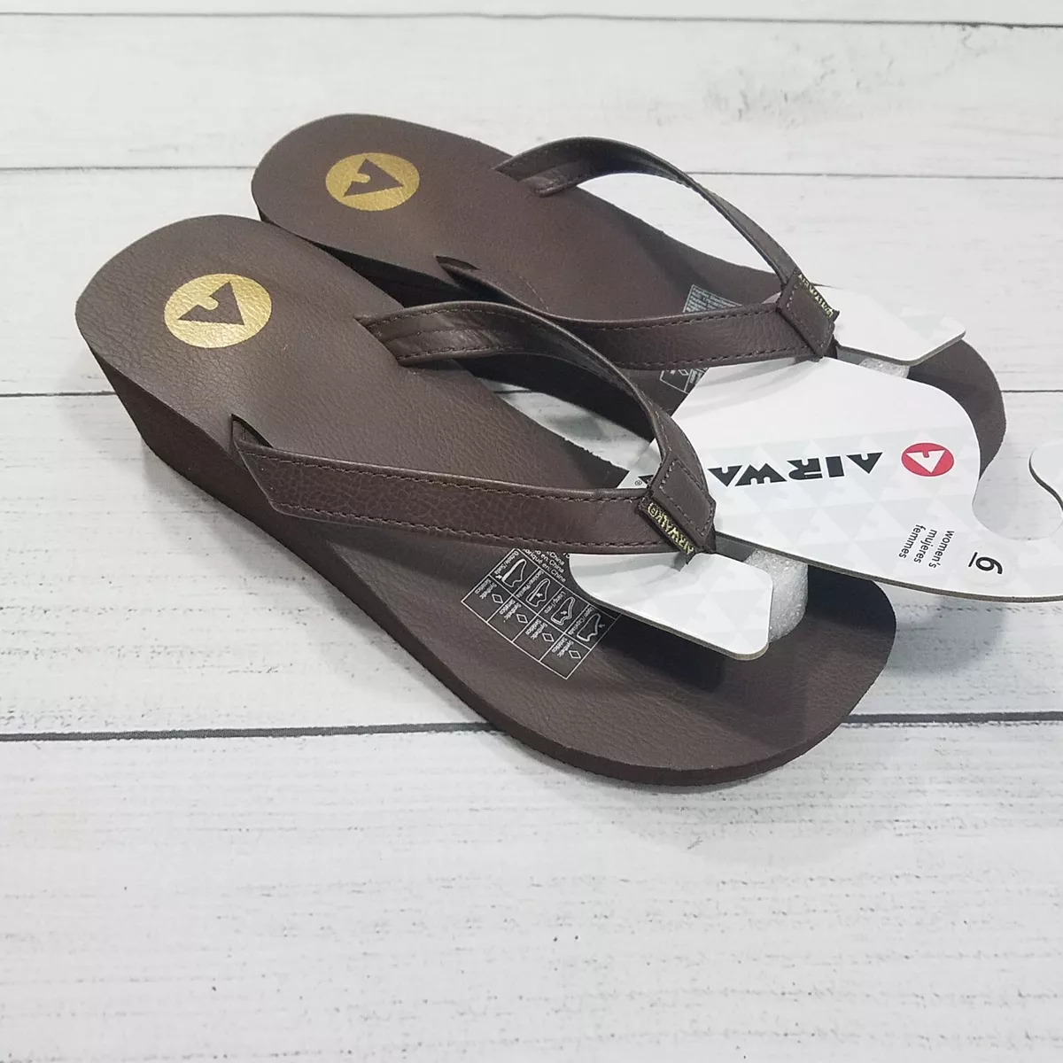 Airwalk Reel Wedge Women's Flip Flop Sandals Size 6 - Brown