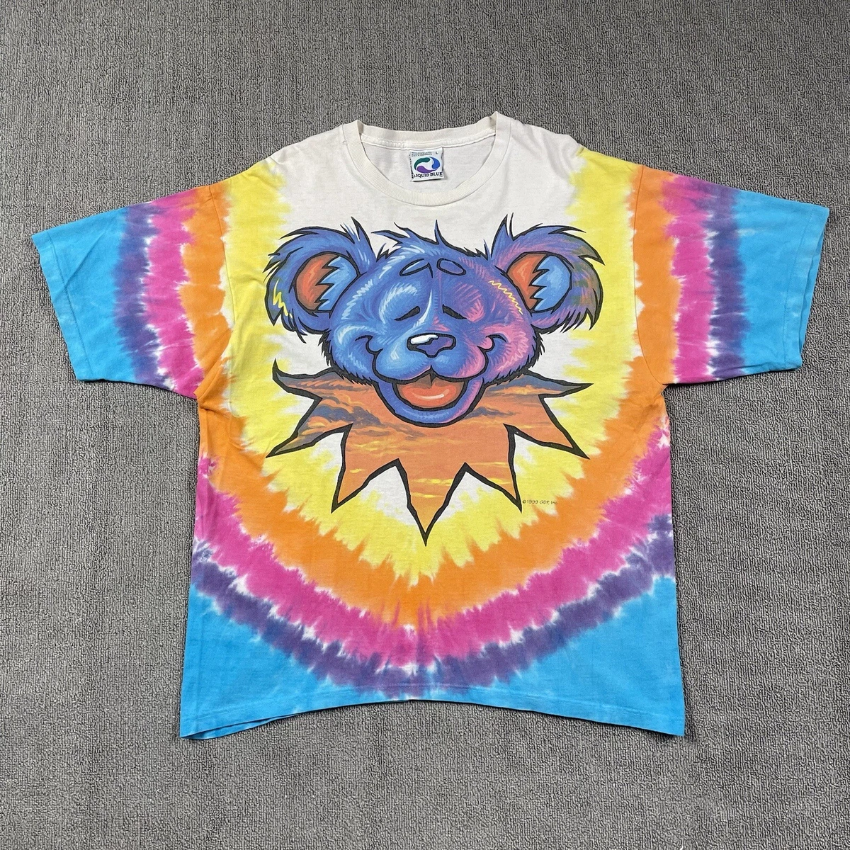 Vintage 90s The Grateful Dead Liquid Blue Dancing Bear Tie-Dye Shirt Men's  Large