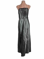 LAZARO Pewter Silver Acetate Shiny Strapless FORMAL DRESS SIZE 6 Vintage 90s