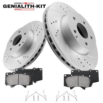 Front Drilled Brake Rotors Ceramic Pads Kit for Mercedes-Benz C250 C300 SLK250