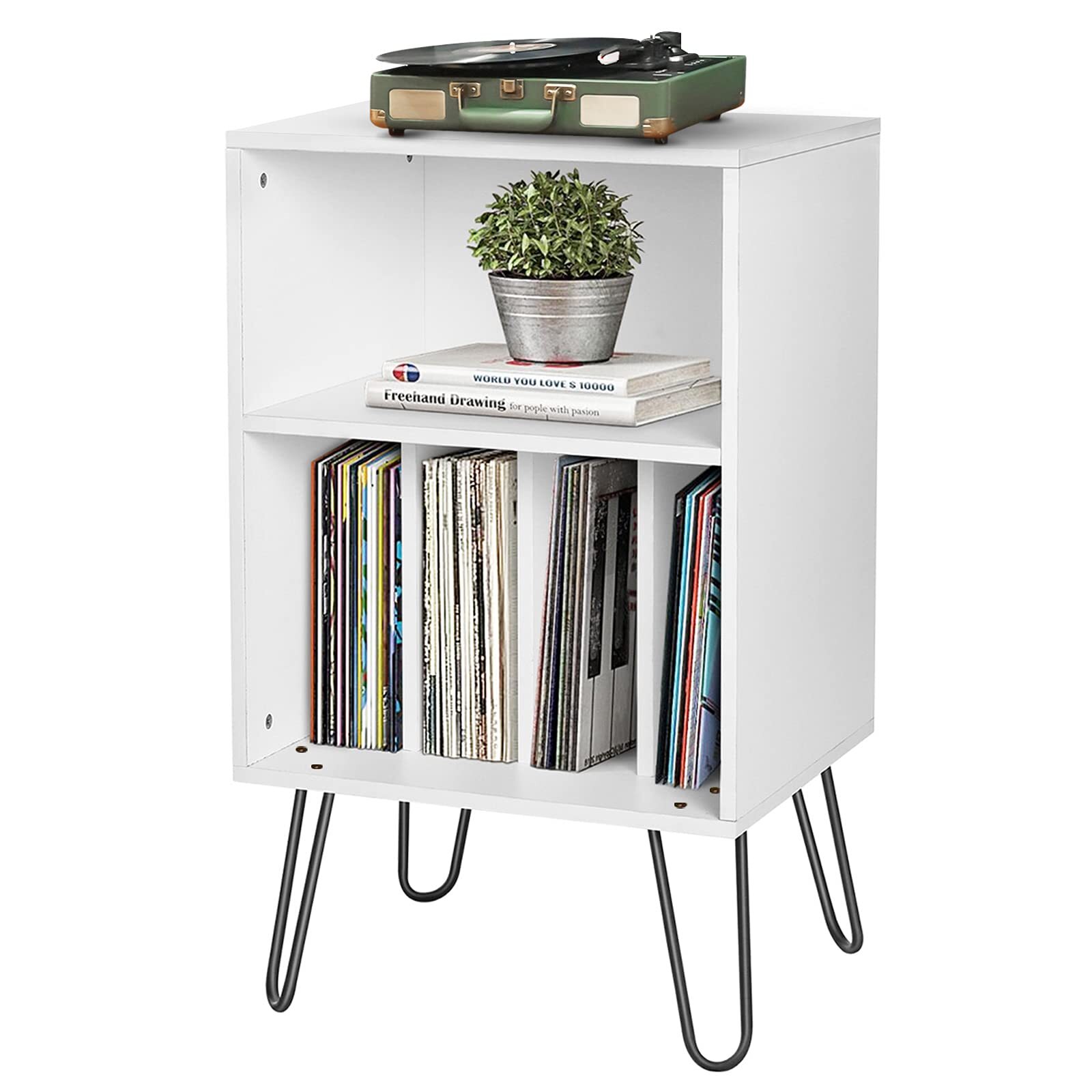 Vintage Turntable Stand with Vinyl Record Storage Space  -image