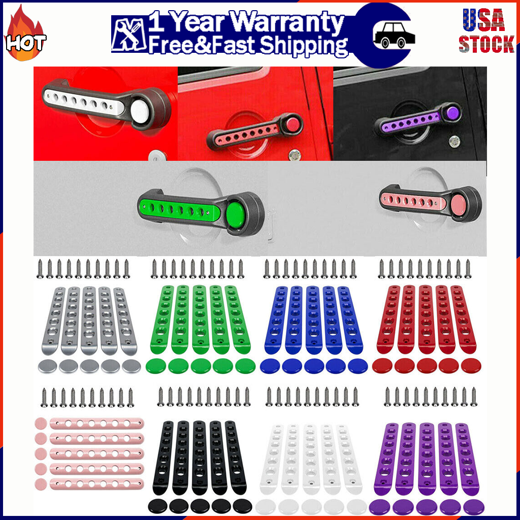 Door Grab Handle Cover Push Button Knobs Trim 5PCS For 07-18 Jeep