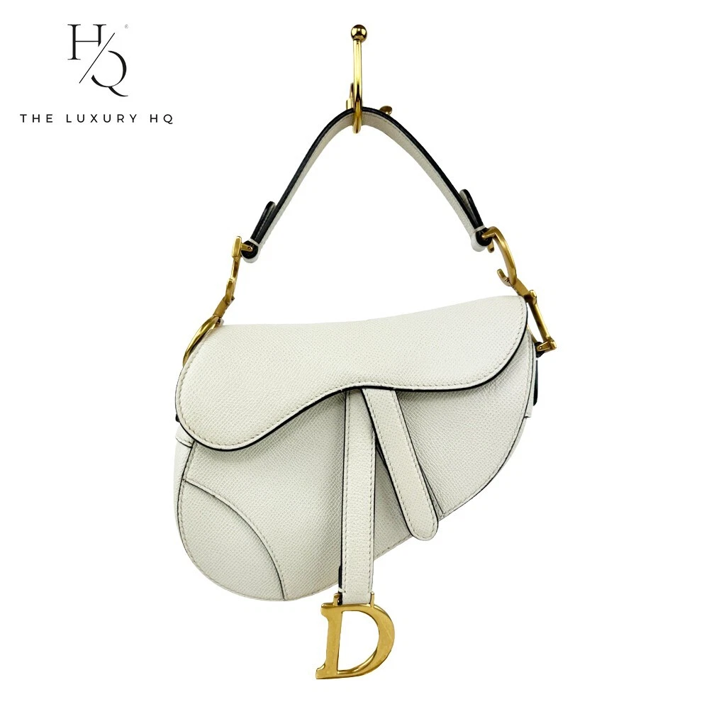 Authentique sacoche selle CHRISTIAN DIOR d'occasion en cuir blanc sac à main [LHQ254]
