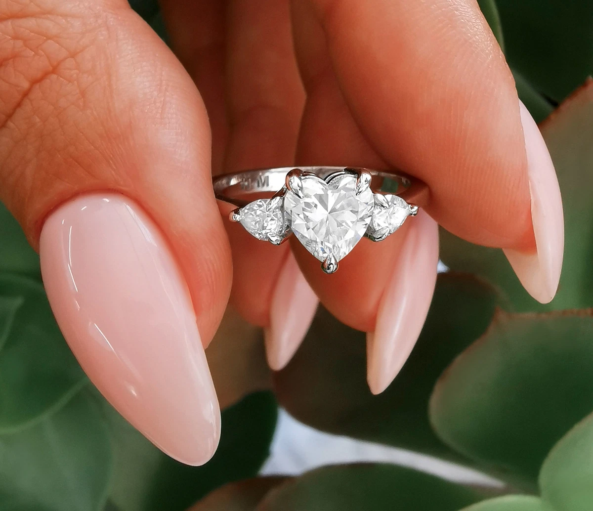 Heart shaped moissanite engagement ring top