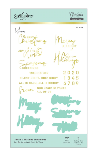 Spellbinders Metal Dies + Hot Foil Plates Yana's Christmas Sentiments GLP179