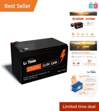 12V 12Ah LiFePO4 Lithium Battery 4000 Cycles 153.6W BMS for Fish Finder Camping