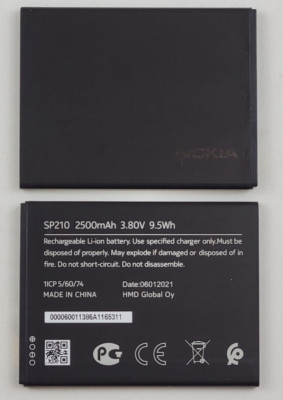 OEM SP210 2500mAh 3.80V 9.5Wh Battery Replacement for Nokia C1 Plus 2021 TA-1312