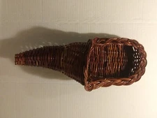Cornucopia Brown Woven Wicker Horn Of Plenty Basket 14" 