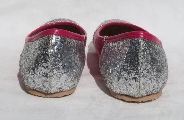 $55 UMI LEOLA Pink Leather Silver Glitter Ballet Flats size Youth Girls US 3 35 - Image 4 of 4