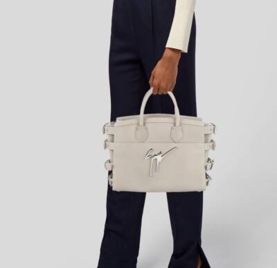 Giuseppe Zanotti Beige Large Leather Ran Silver Logo Tote Bag | eBay