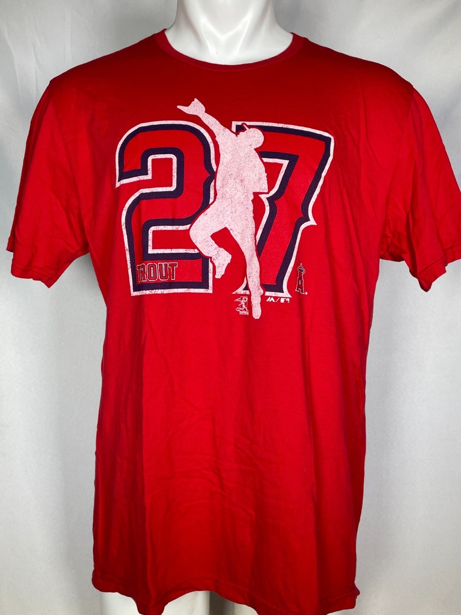 Mike Trout #27 Los Angeles Angels MLB Majestic Red Silhouette T