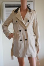 Etam Paris Trench Coat W Belt Light Cream / Ivory Sz 6 Uk, 34 Eur.