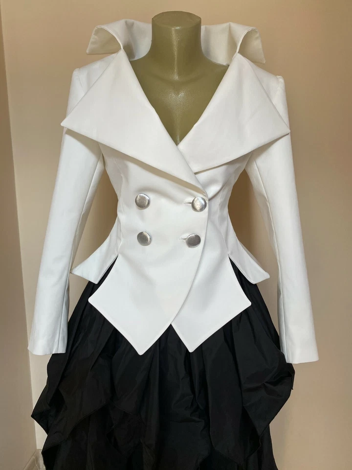 Formal womens Tailcoat, Tuxedo tails women, White tailcoat, Steampunk jacket - Image 3 of 4