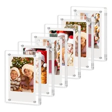 6 Pack Acrylic Polaroid Magnetic Frames for Refrigerator, Clear Picture Frames f