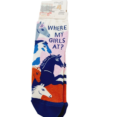 Sock Ankle Blue Q Women Boy Where My Girls At Horses Pony Stallion Mare NWT NEW
