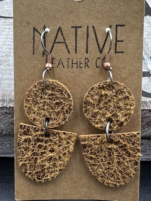 Vintage Native American Leather Co. 2.37  Long Hook Earrings NWT