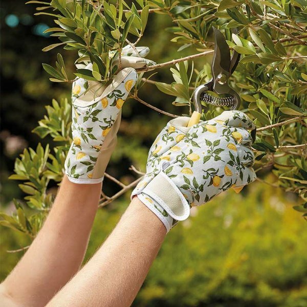 Sicilian Lemon Gardening Gloves Medium Size 8 For Pruning, Planting And Weeding
