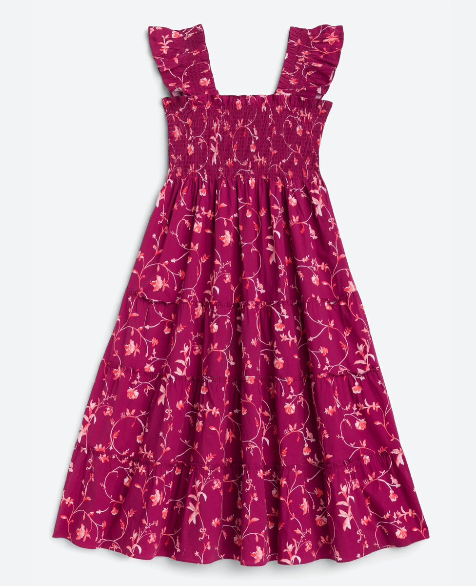 Hill House Home Ellie Nap Dress Burgundy Floral NWT XS