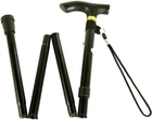 Black Folding Unisex Walking Stick Adjustable Travel Portable Secure Non Slip