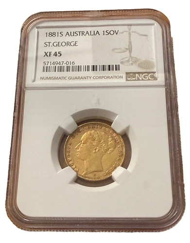 Australia 1881S Gold 1 Sovereign NGC XF45 Saint George Victoria