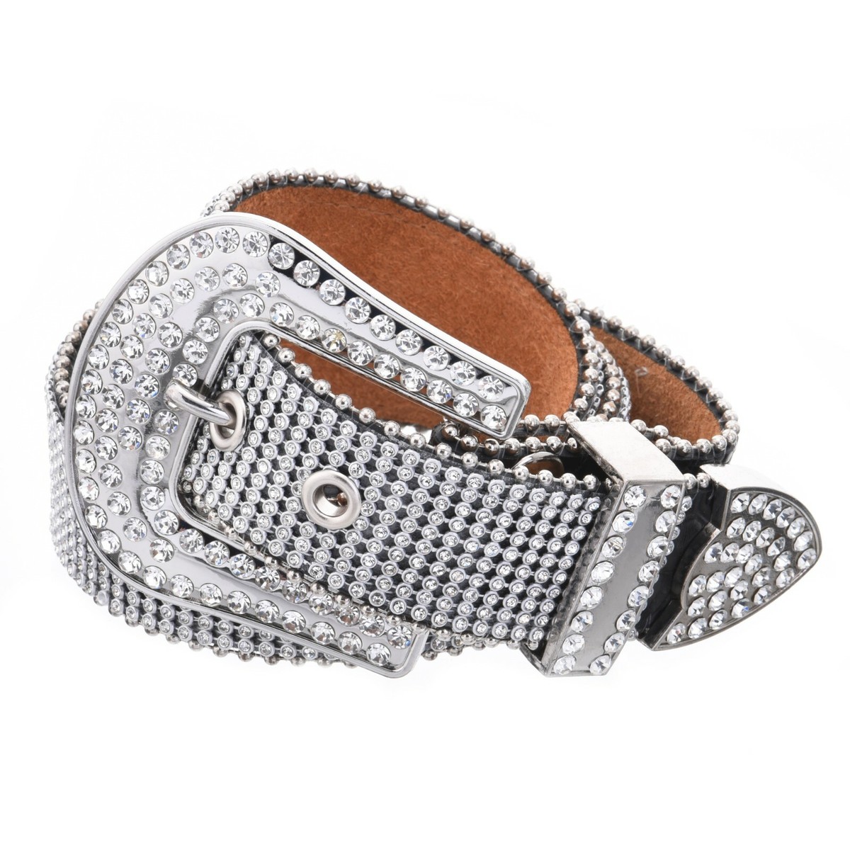 Women's Western Leather Belt with Iced Out Rhinestone Studded Women's Western Leather Belt with Iced Out Rhinestone Studded