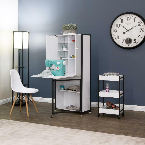 Craft Table Cabinet Armoire Storage Furniture Folding Sewing