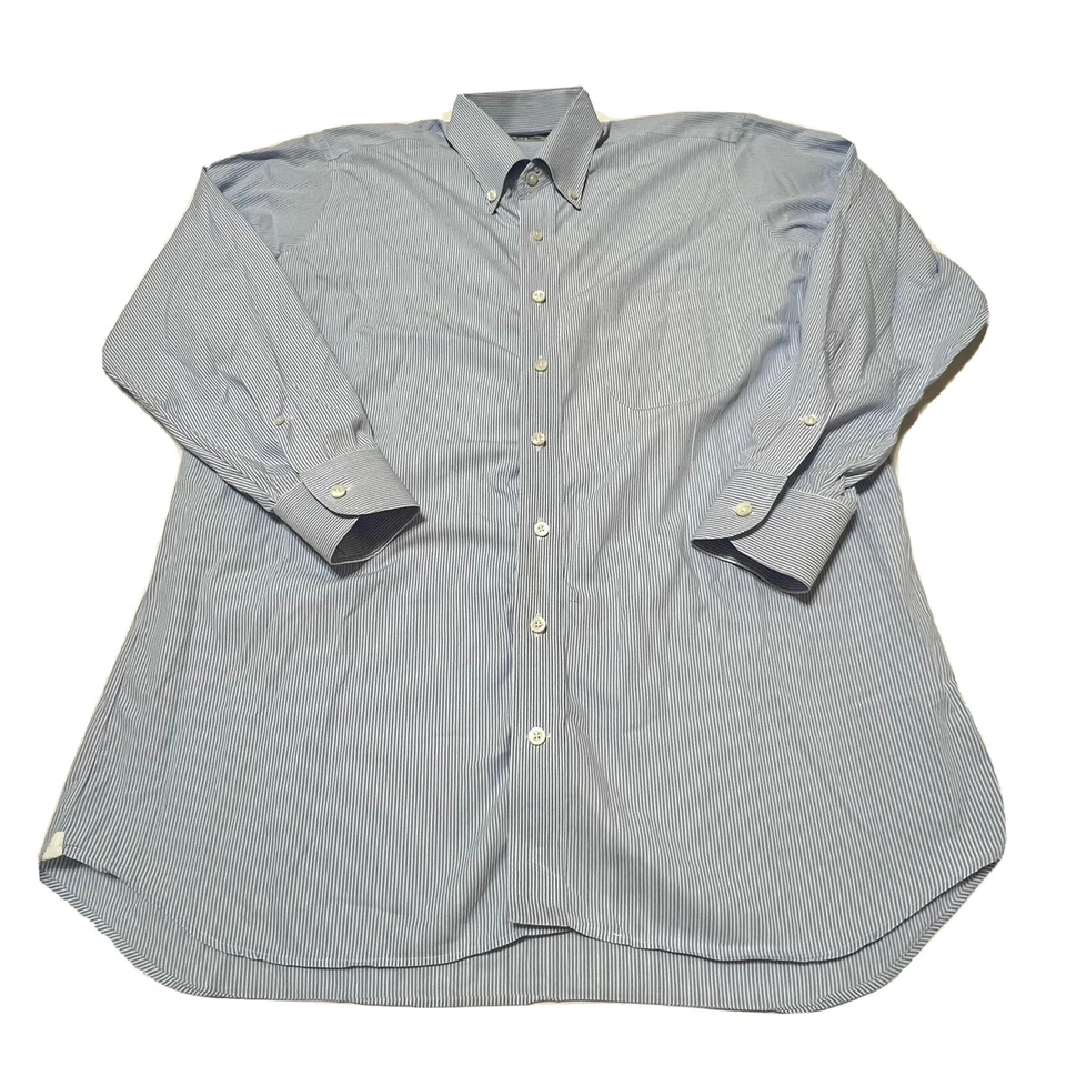 OXXFORD CLOTHES Blue Striped Custom Dress Shirt w Button Down Collar Mens 48 - Image 2 of 4