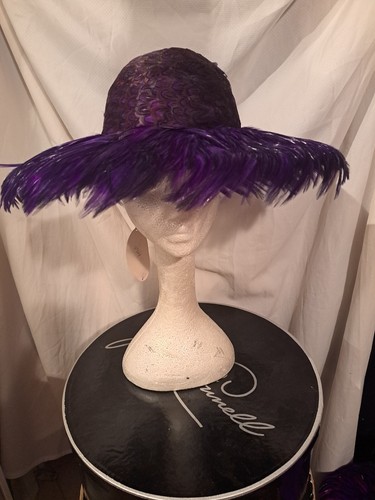 Jack McConnell Vintage Hat. Purple Feathers. Crown Is Pheasant Feathers. - Picture 14 of 19
