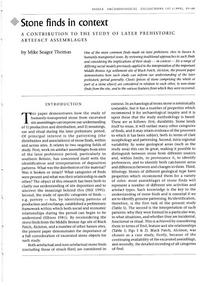 Stone finds in context: A study of later prehistoric artefacts...