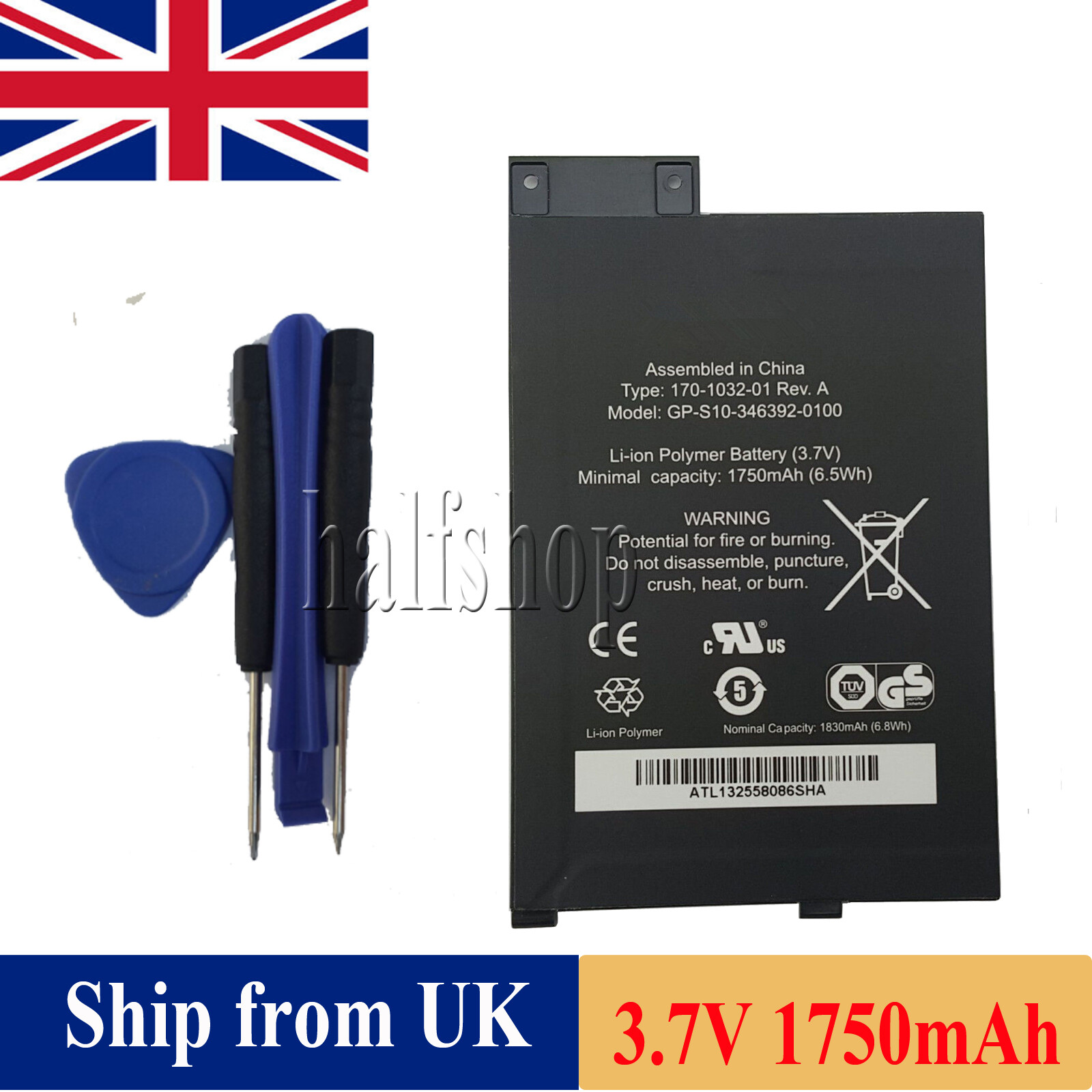 Li-Polymer Battery for Amazon S11GTSF01A GP-S10-346392-0100 Graphite 170-1032-00