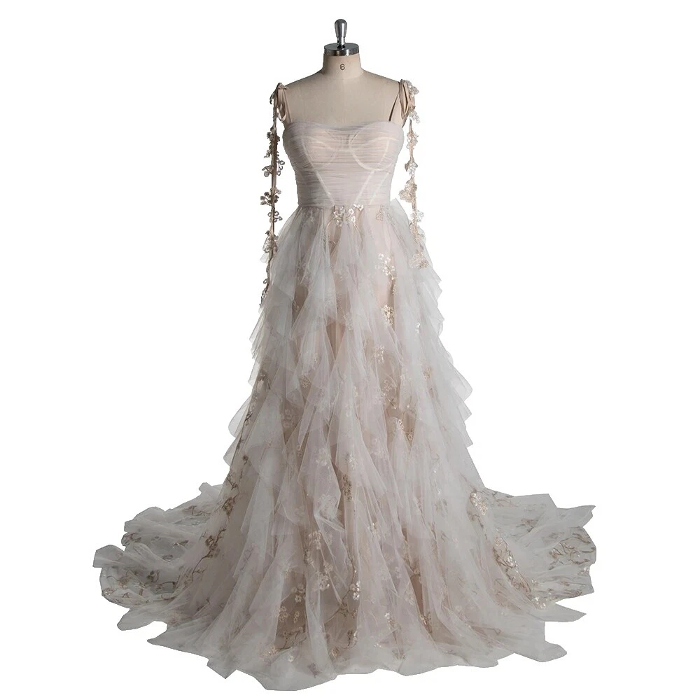 A-Line Regular Size Maxi Wedding Dresses