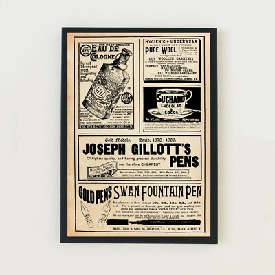 Victorian 1800s Newspaper Vintage Retro Advert Home Decor 7x5 Wall Art Print