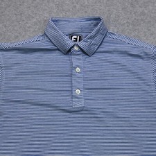 FootJoy FJ Shirt Men's Large Blue Striped Golf Performance Athletic Fit Stretch
