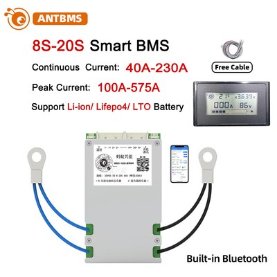 ANT BMS 8S-20S Bluetooth Smart BMS Board 40A-230A Li-ion LiFePo4 LTO Battery