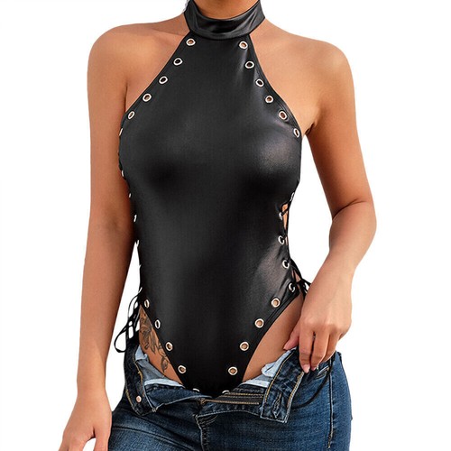 Lady Patent Leather Sexy Lingerie Wet Look Babydoll Bodysuit Cosplay Nightwear· - Picture 18 of 24