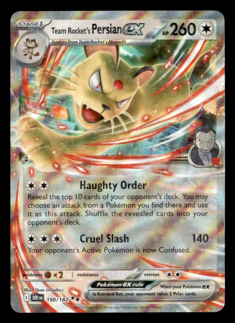 Team Rocket's Persian ex 150/182 Double Rare Destined Rivals Pokemon Near Mint