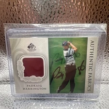 SP Signature Golf 2004 Authentic Fabrics Swatch Padraig Harrington AUTOGRAPHED