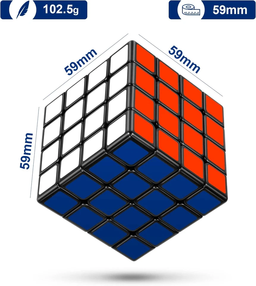 4X4 Speed Cube, Cubo Magico Professionale 4X4X4 Nero, 3D Twist Brain Puzzle Game - Immagine 2 di 4