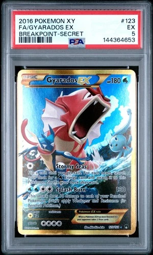 2016 POKEMON XY BREAKPOINT SECRET #123 FULL ART/GYARADOS EX PSA 5