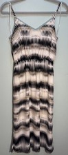 Vince Camuto PXS Petite Black White Ikat Chevron Boho Flowy Maxi Dress